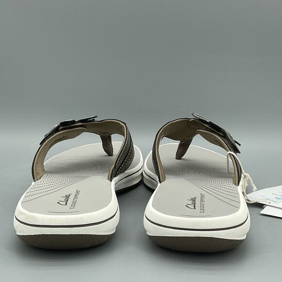 NEW Clarks Women’s Cloudsteppers Brinkley Flora Flip Flop Sandal Pewter Size 11M - Picture 4 of 10